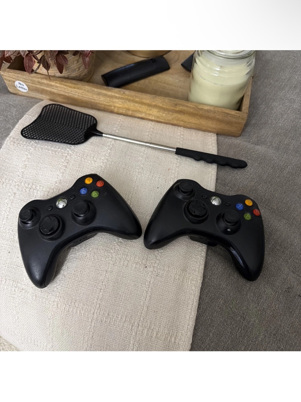 Genuine OEM Black Microsoft Xbox 360 Wireless Controller Works Lot Of 2
